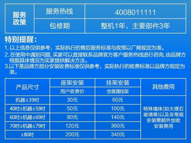海信电视维修收费标准